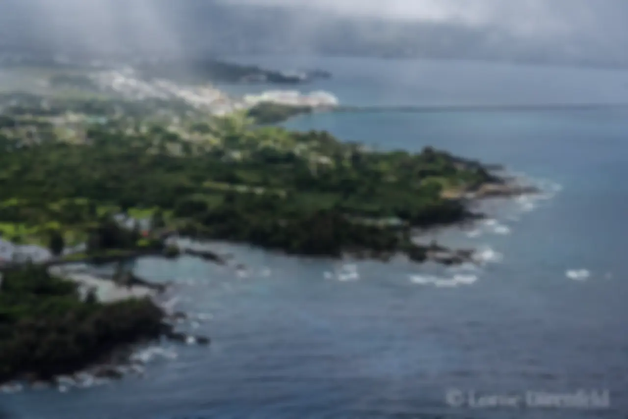 A typical misty day at Hilo harbor, on the Big Island of Hawaii, with a cruise ship in Port . . .