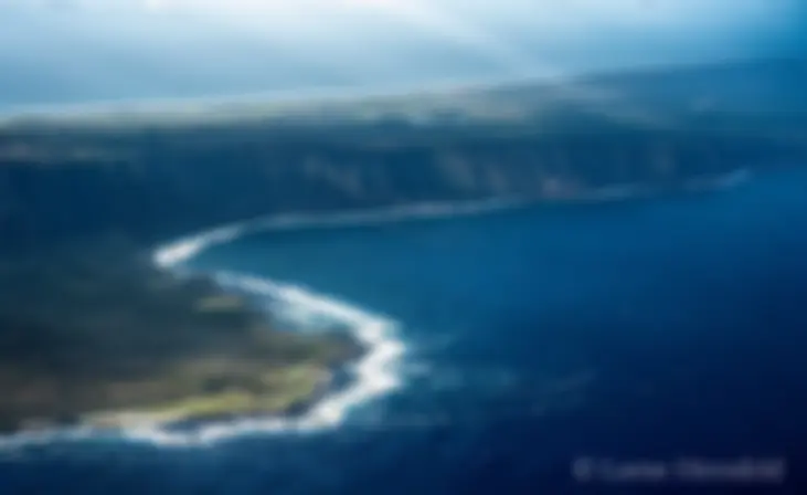 Kalaupapa Peninsula in the foreground, with Molokai "top side" above . . .