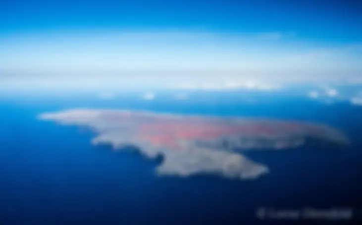 Kaho'olawe viewed from the northeast at about 5000 feet. This photo has been selected for the permanent archives of the State of Hawaii . . .