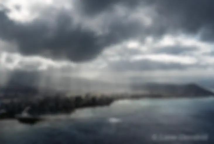 Departing Honolulu on an overcast morning . . .