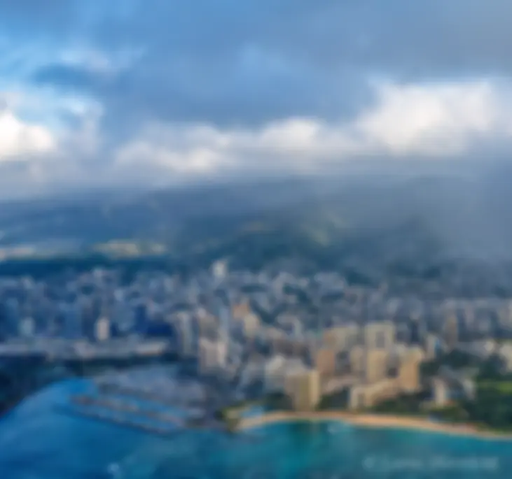 Ala Wai (Small) Boat Harbor and west Waikiki, including the Hilton Hawaiian Village and the Waikiki Prince Hotel